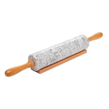 100% Marble Stone Rolling Pin 18 inch With Smooth Wooden Handles